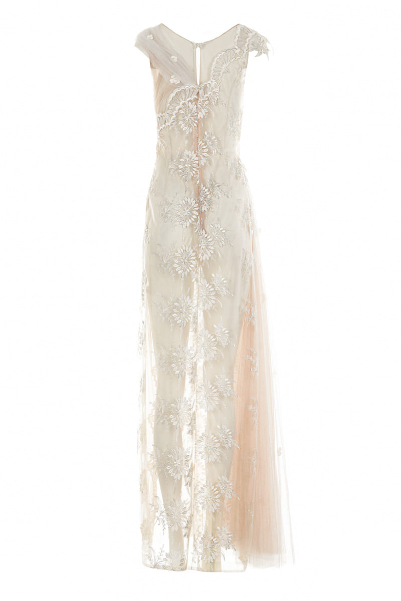 Ivory-Beige Lace Dress back